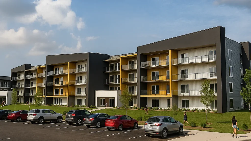 Rendering of Shiraz Gardens apartment building in Hammonds Plains, Nova Scotia. Currently under construction by United Gulf Developments