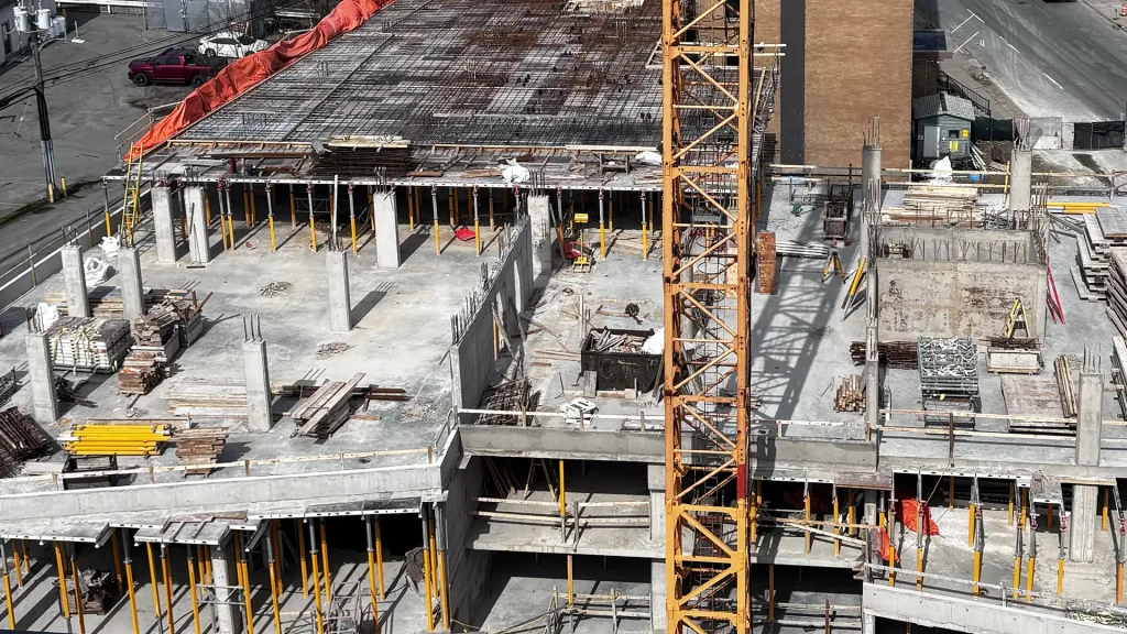 Port West mixed use building under construction in Fairview, Halifax by United Gulf Developments
