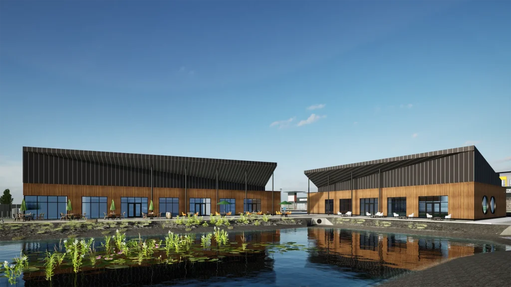 Pondside Conceptual Design Conceptual design vision of Pondside, a new commercial plaza in development in Hammonds Plains, Nova Scotia by United Gulf Developments