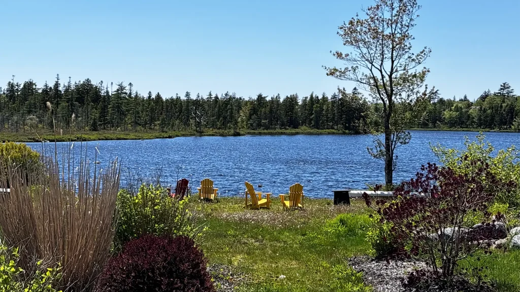 View of Schmidt Lake at Shiraz Gardens Malbec apartment building in Hammonds Plains