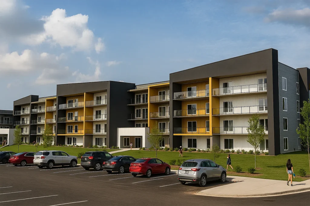 Shiraz Gardens apartment building render Rendering of a new Shiraz Gardens apartment building in Hammonds Plains, Nova Scotia