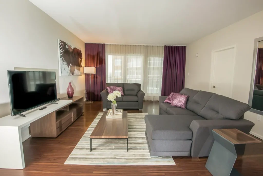 Stoneridge Tower apartment building furnished living room in Halifax, Nova Scotia